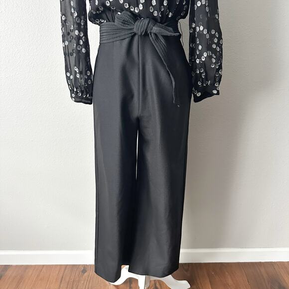 Rebecca Taylor‎ Black Silver Metallic Formal Jumpsuit Women’s Size 2 - Picture 7 of 16